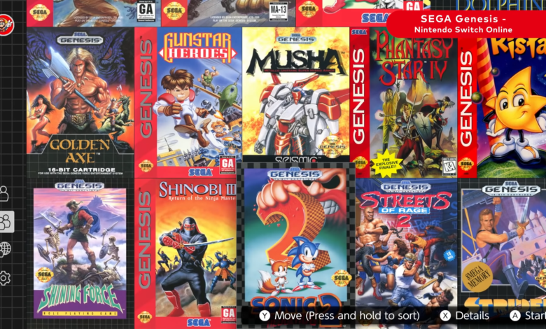 SEGA Genesis games in Nintendo Switch library
