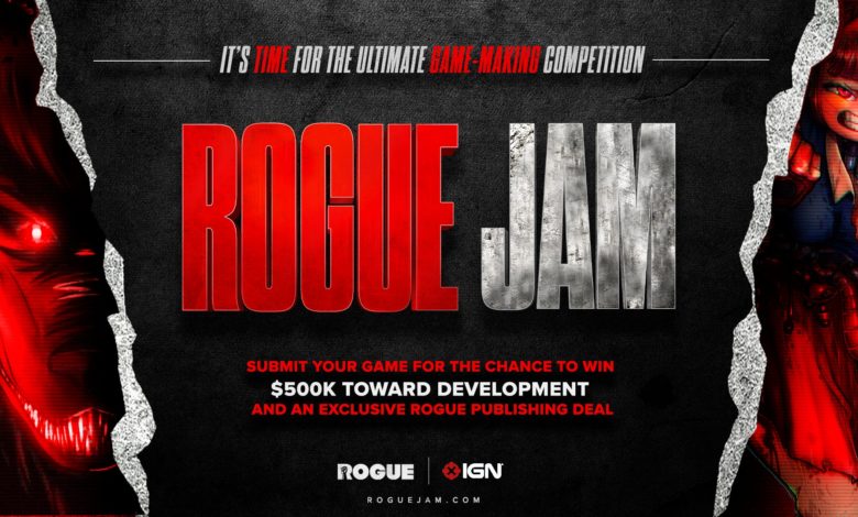 Rogue Jam competition banner promoting $500k prize and more
