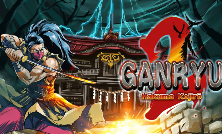 Samurai Musashi on the left with the Ganryu 2 logo on the right