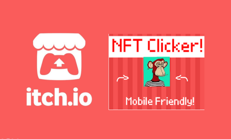itch.io logo next to NFT clicker game