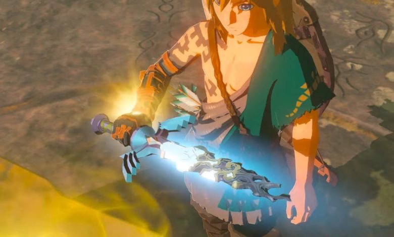 Link from Breath of the Wild 2 holding a broken master sword
