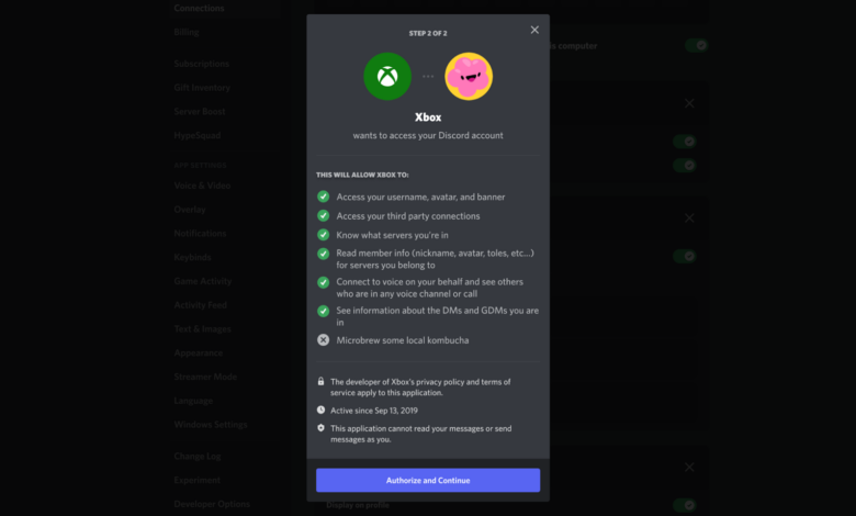 Xbox for Discord connection picture
