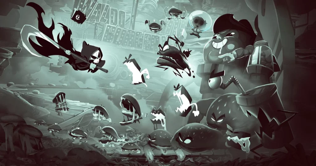 Have a Nice Death, the Grim Reaper fights junk food
